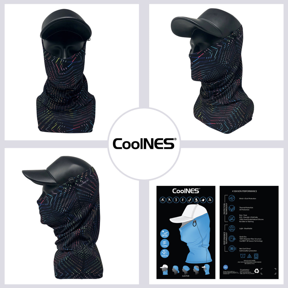 CoolNES UV Sun Protection Neck Drape - Black