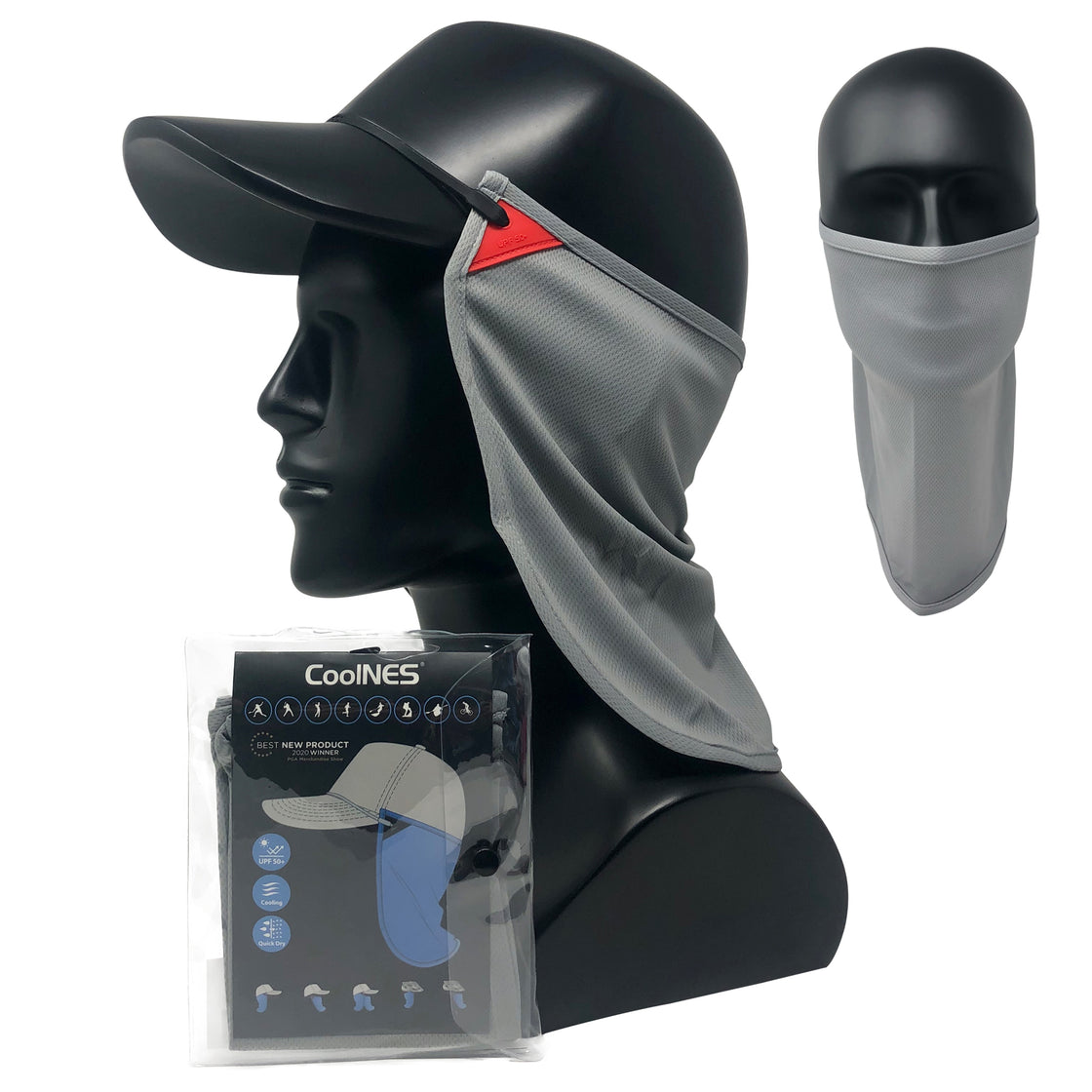 CoolNES UV Face Mask or Neck Sun Shield | 1 Product 2 Uses | Removable  Universal Fit Headband + Flap | Cap | Hat | Bike | Ski | Hard Hat Helmets  UPF